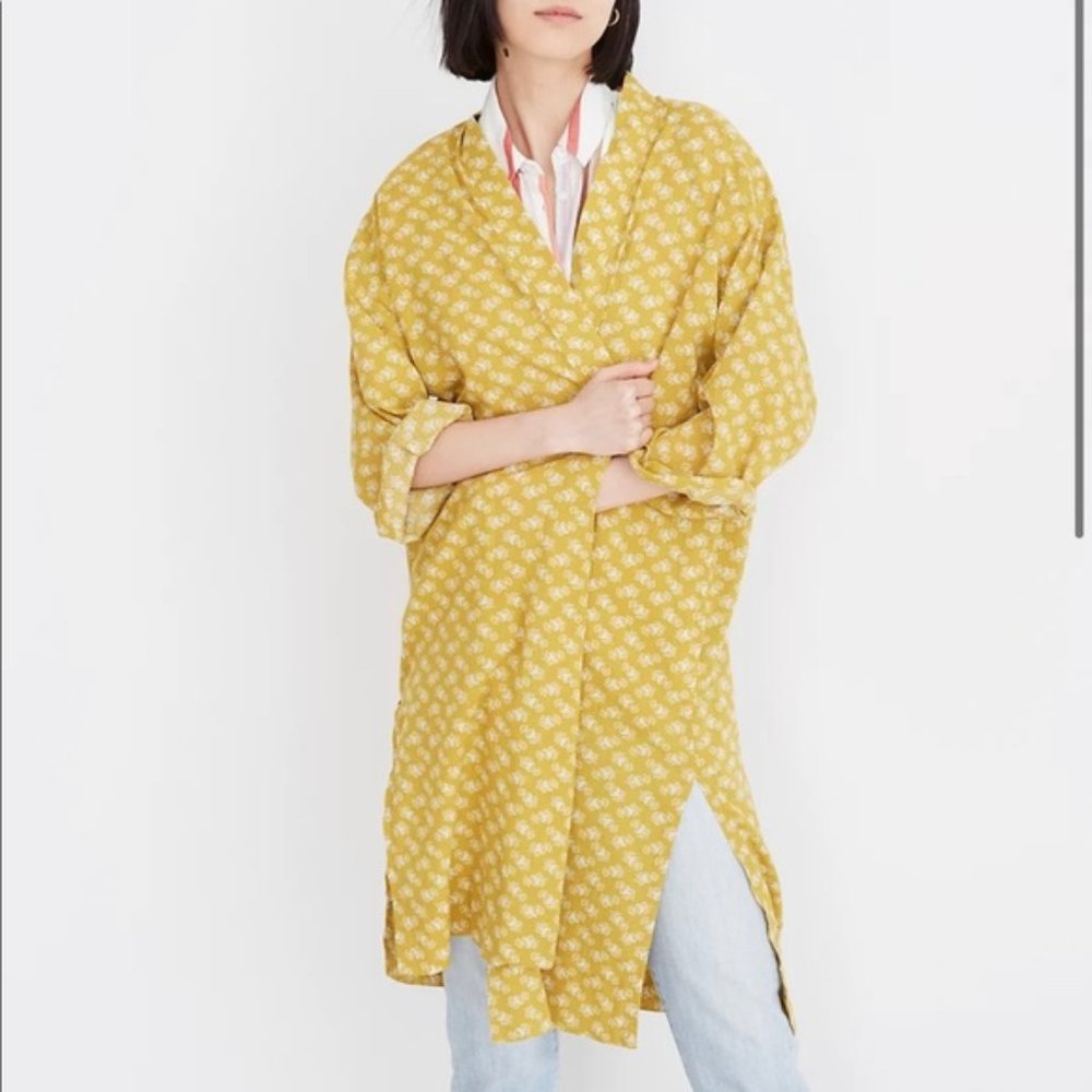 Madewell Print Robe Jacket yellow size Medium